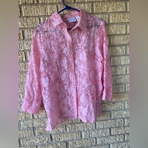 Vintage Pink Lace Button Up